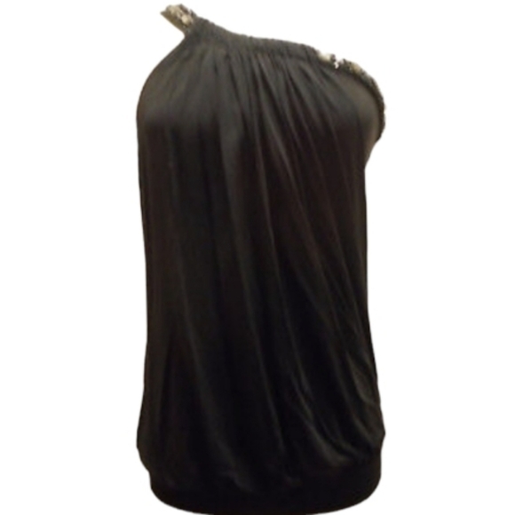 BCBGMaxAzria Embellished One Shoulder Top - Picture 1 of 6